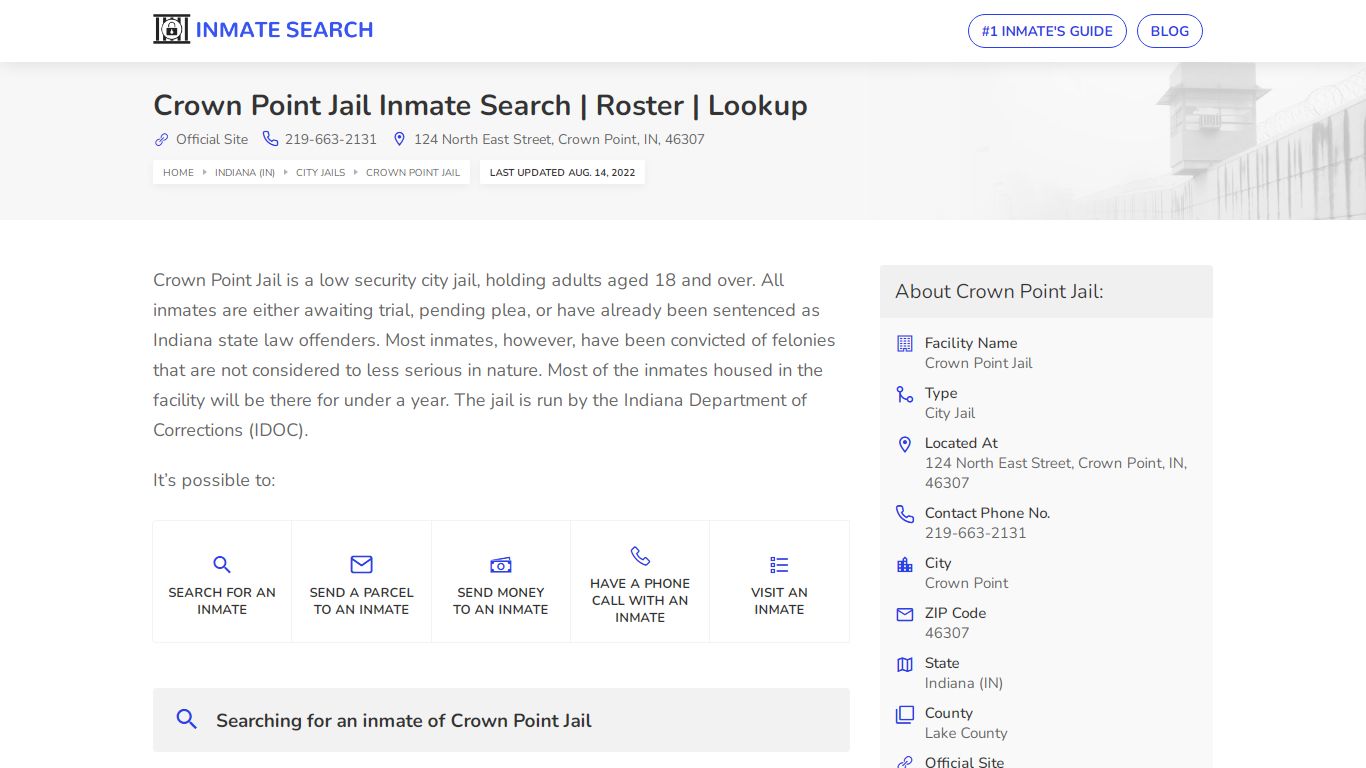 Crown Point Jail Inmate Search | Roster | Lookup